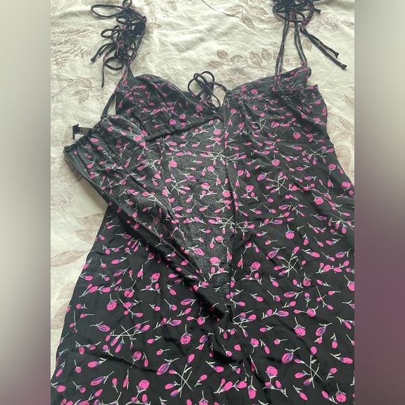 Neon Blonde Bardot Rosebud Ditsy Floral Babydoll Tie Strap Slip Dress Small Boho - Picture 7 of 13